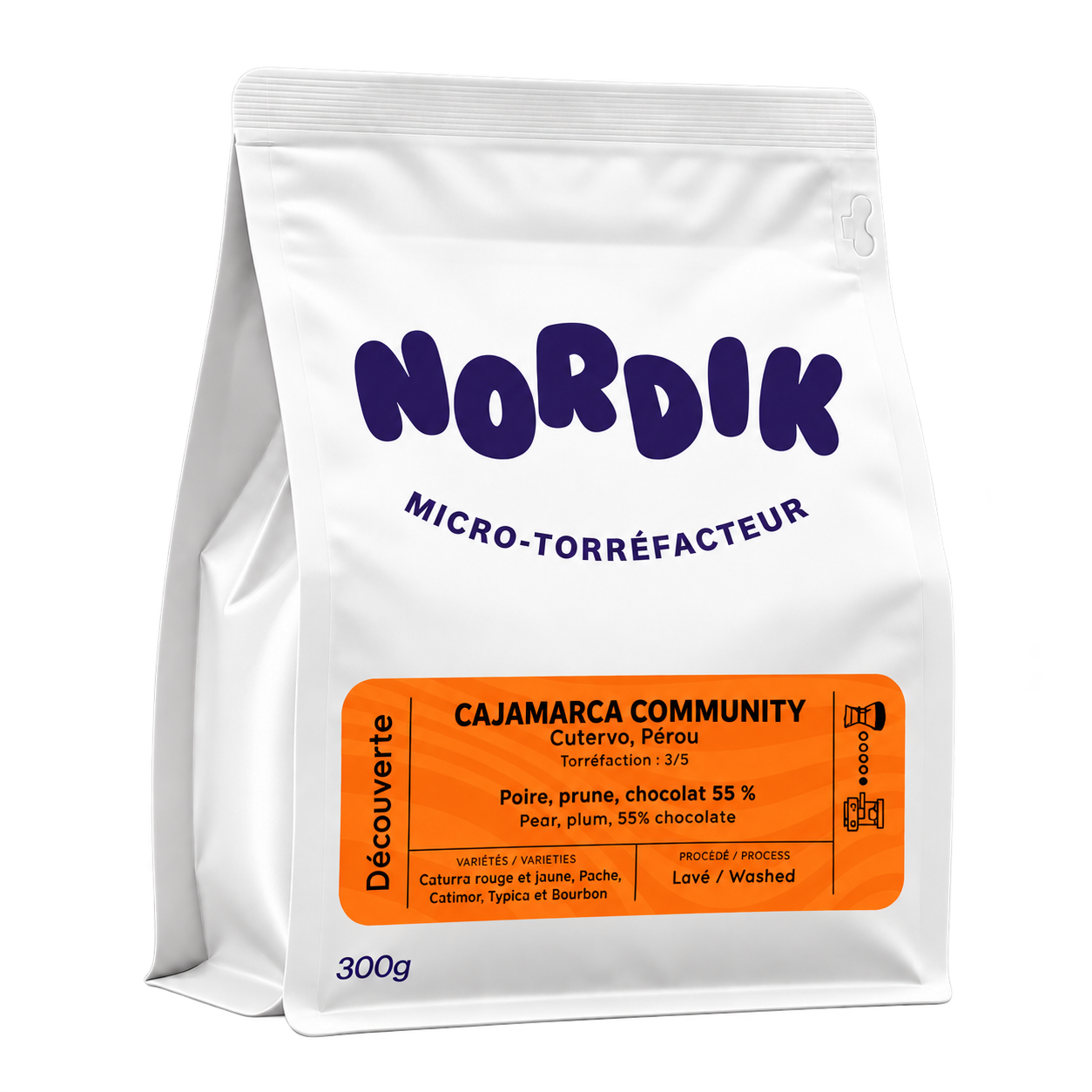 Sac de café Nordik Cajamarca Community de Cutervo au Pérou, 300 g